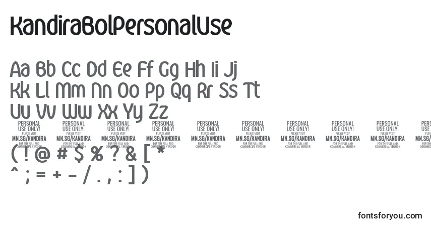 A fonte KandiraBolPersonalUse – alfabeto, números, caracteres especiais