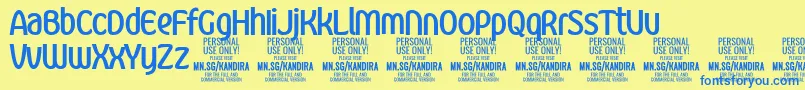 KandiraBolPersonalUse Font – Blue Fonts on Yellow Background