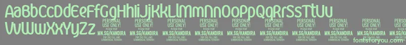 Czcionka KandiraBolPersonalUse – zielone czcionki na szarym tle