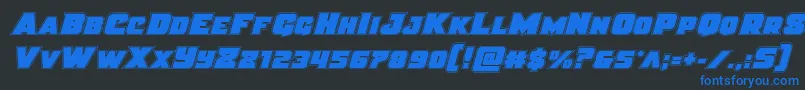 Justiceacad Font – Blue Fonts on Black Background