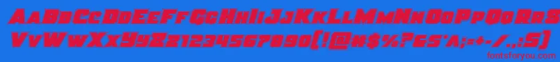 Justiceacad Font – Red Fonts on Blue Background