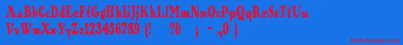 Contraband-fontti – punaiset fontit sinisellä taustalla