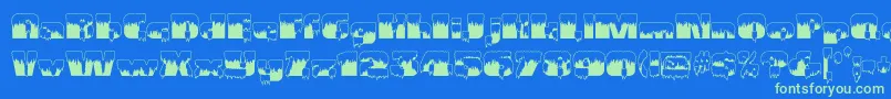 フォントGramiusblizzard – 青い背景に緑のフォント