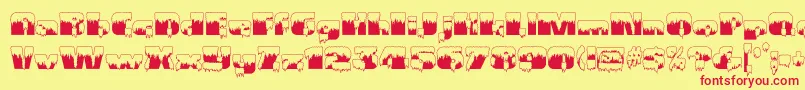フォントGramiusblizzard – 赤い文字の黄色い背景