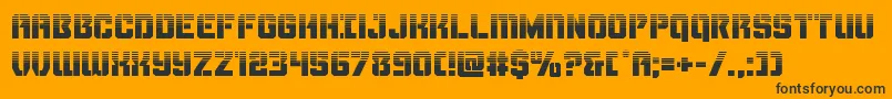 Thundertrooperhalf-Schriftart – Schwarze Schriften auf orangefarbenem Hintergrund