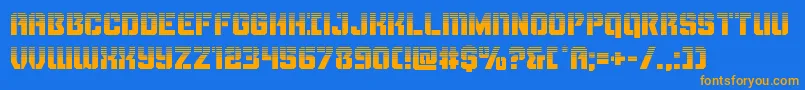 Fonte Thundertrooperhalf – fontes laranjas em um fundo azul