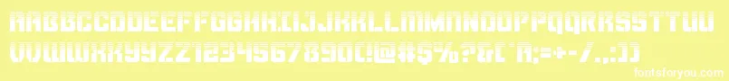 Fonte Thundertrooperhalf – fontes brancas em um fundo amarelo