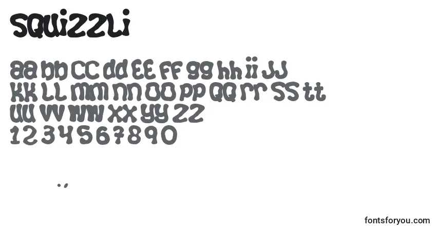 Squizzli-fontti – aakkoset, numerot, erikoismerkit
