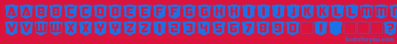 Saiba mais sobre a fonte RubcapsCybertron Fonte RubcapsCybertron – fontes azuis em um fundo vermelho