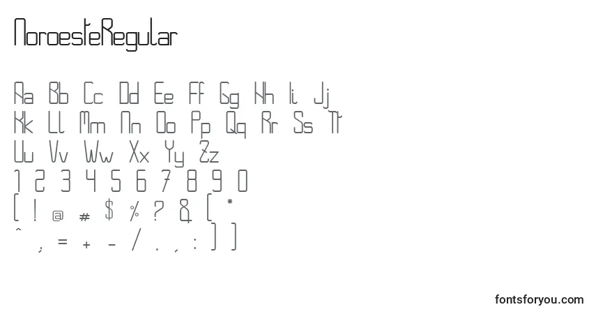 Schriftart NoroesteRegular – Alphabet, Zahlen, spezielle Symbole