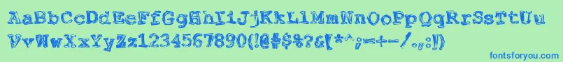 Fuckingwenhwyfar-Schriftart – Blaue Schriften auf grünem Hintergrund