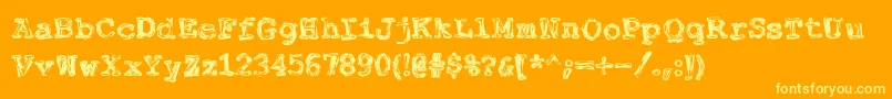 Weitere Informationen zur Fuckingwenhwyfar-Schriftart Fuckingwenhwyfar-Schriftart – Gelbe Schriften auf orangefarbenem Hintergrund