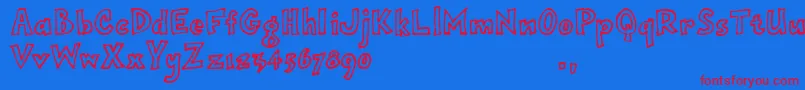 Opjimtrial Font – Red Fonts on Blue Background