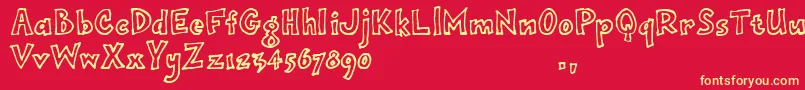 Opjimtrial Font – Yellow Fonts on Red Background