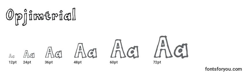 Размеры шрифта Opjimtrial