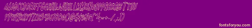 Fonte Monsteramaoutital – fontes amarelas em um fundo roxo