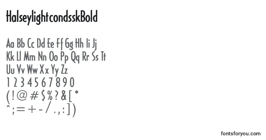 Шрифт HalseylightcondsskBold – алфавит, цифры, специальные символы