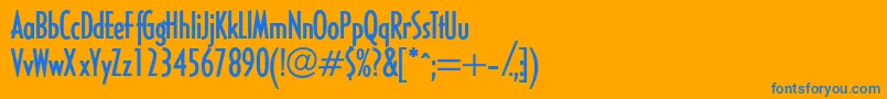 HalseylightcondsskBold-Schriftart – Blaue Schriften auf orangefarbenem Hintergrund
