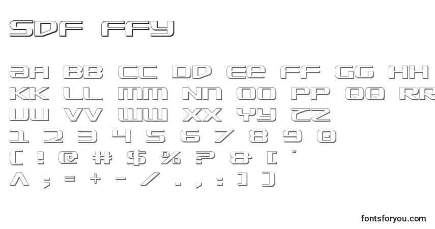 A fonte Sdf ffy – alfabeto, números, caracteres especiais