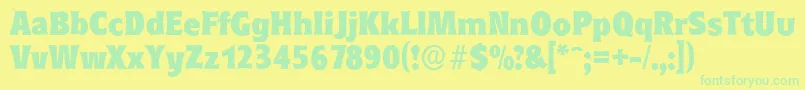 Weitere Informationen zur RoundestserialHeavyRegular-Schriftart RoundestserialHeavyRegular-Schriftart – Grüne Schriften auf gelbem Hintergrund