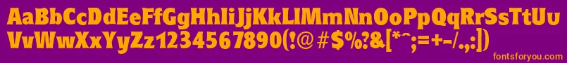 RoundestserialHeavyRegular-Schriftart – Orangefarbene Schriften auf violettem Hintergrund