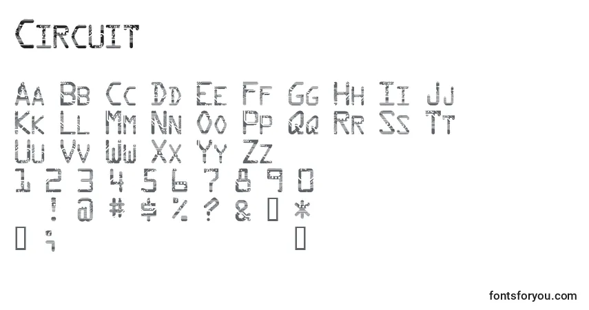 A fonte Circuit – alfabeto, números, caracteres especiais