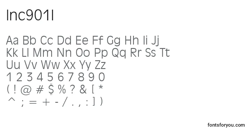 Czcionka Inc901l – alfabet, cyfry, specjalne znaki