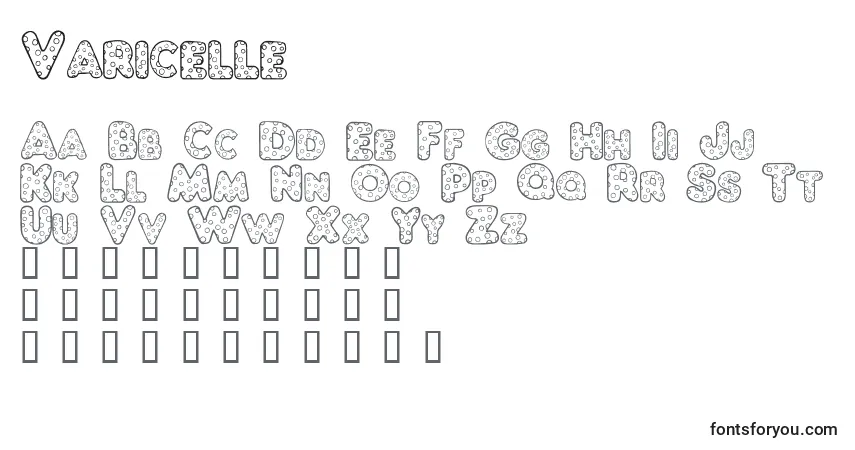 Czcionka Varicelle – alfabet, cyfry, specjalne znaki