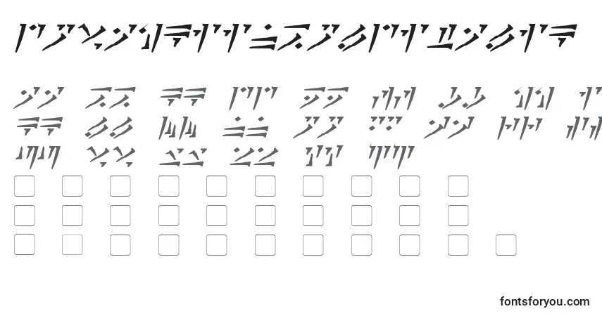 Шрифт DovahkiinBoldItalic – алфавит, цифры, специальные символы