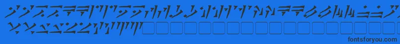 DovahkiinBoldItalic-Schriftart – Schwarze Schriften auf blauem Hintergrund