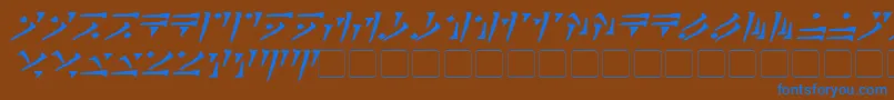 フォントDovahkiinBoldItalic – 茶色の背景に青い文字