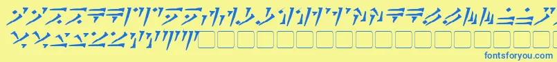 フォントDovahkiinBoldItalic – 青い文字が黄色の背景にあります。