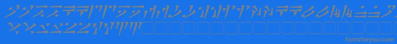 フォントDovahkiinBoldItalic – 青い背景に灰色の文字