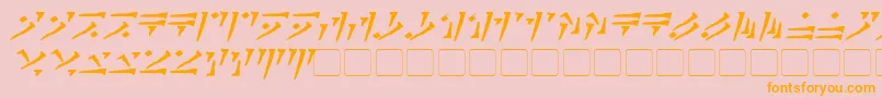 フォントDovahkiinBoldItalic – オレンジの文字がピンクの背景にあります。