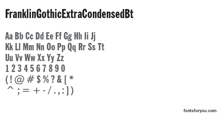 FranklinGothicExtraCondensedBt-fontti – aakkoset, numerot, erikoismerkit