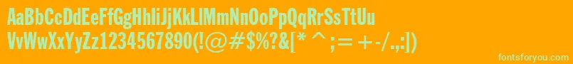 FranklinGothicExtraCondensedBt Font – Green Fonts on Orange Background