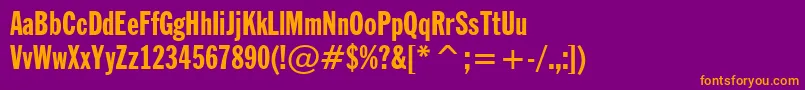 FranklinGothicExtraCondensedBt Font – Orange Fonts on Purple Background