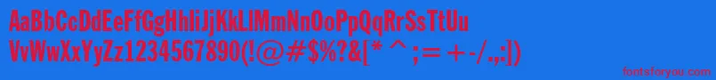 FranklinGothicExtraCondensedBt Font – Red Fonts on Blue Background