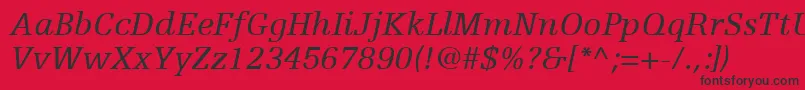 Fonte EgyptienneFLt56Italic – fontes pretas em um fundo vermelho