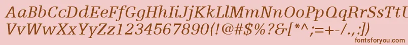 フォントEgyptienneFLt56Italic – ピンクの背景に茶色のフォント