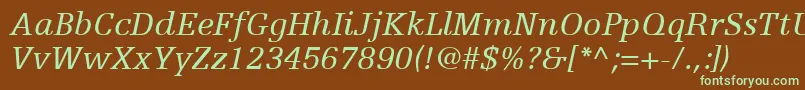 EgyptienneFLt56Italic Font – Green Fonts on Brown Background