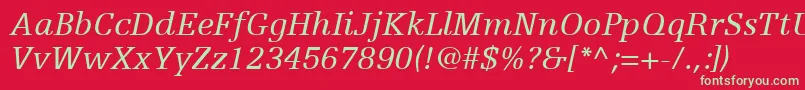 Czcionka EgyptienneFLt56Italic – zielone czcionki na czerwonym tle