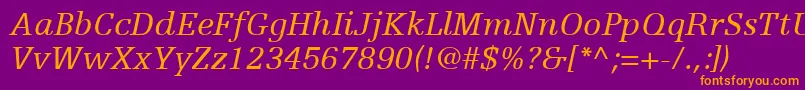 EgyptienneFLt56Italic Font – Orange Fonts on Purple Background