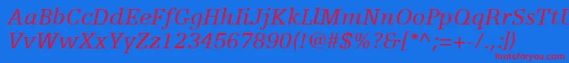 EgyptienneFLt56Italic Font – Red Fonts on Blue Background