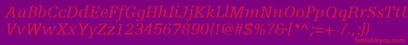 EgyptienneFLt56Italic Font – Red Fonts on Purple Background