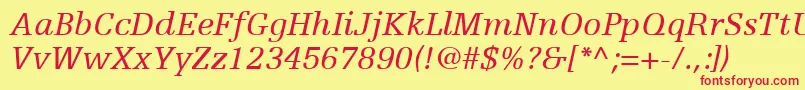 Czcionka EgyptienneFLt56Italic – czerwone czcionki na żółtym tle