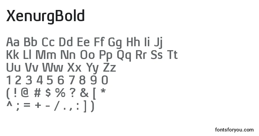 Шрифт XenurgBold – алфавит, цифры, специальные символы