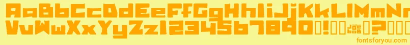 フォントBilliebob – オレンジの文字が黄色の背景にあります。