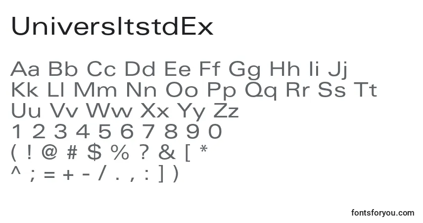 UniversltstdEx-fontti – aakkoset, numerot, erikoismerkit