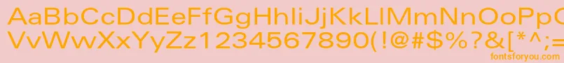 フォントUniversltstdEx – オレンジの文字がピンクの背景にあります。